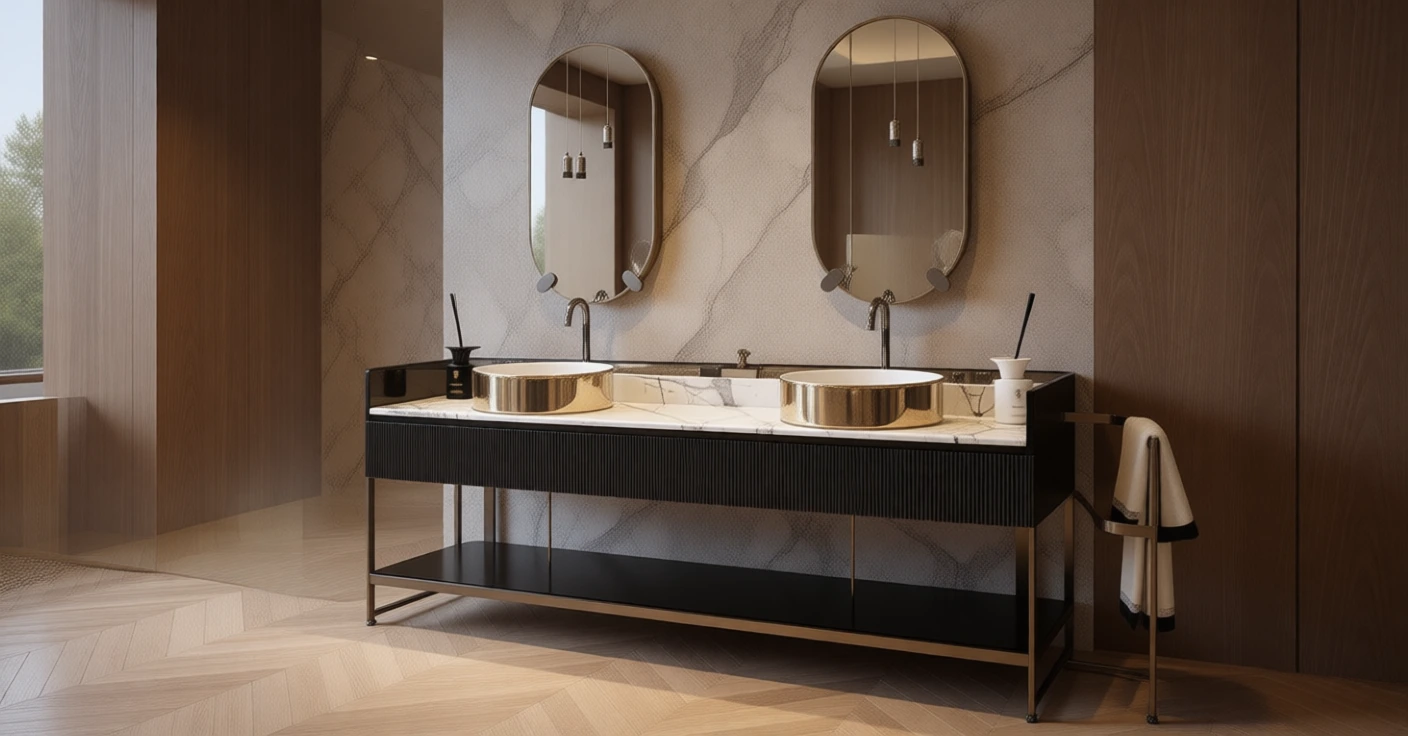 DCA-PRE-005 - Premium banyo mobilyası + metal aksesuar koleksiyonu